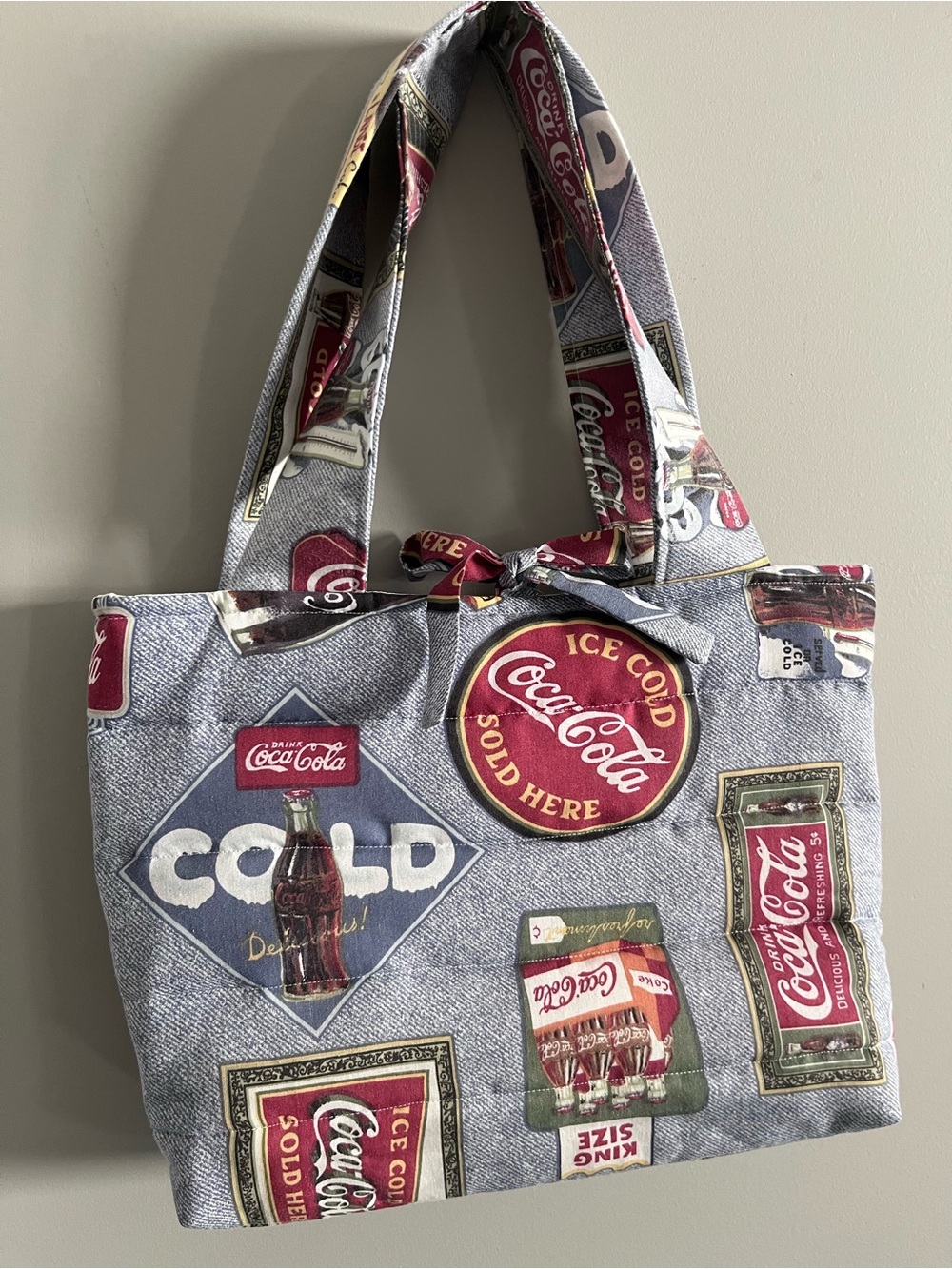 Vintage Coca-Cola Upcycled Quilted Tote Bag One Of A Kind Coca-Cola Tote Bag
